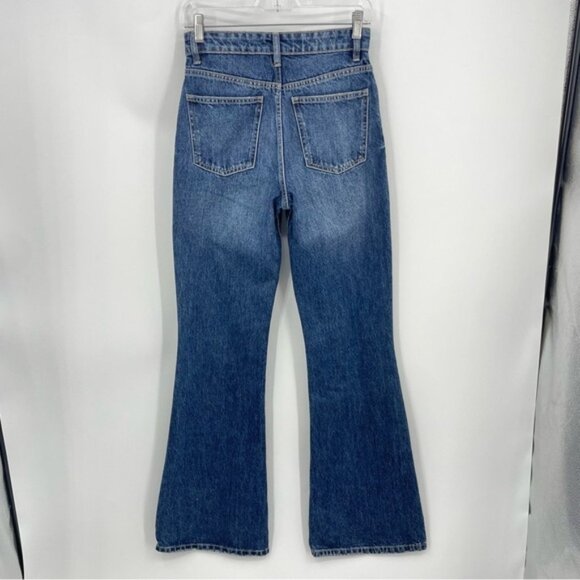 Zara High Waisted Flare Jeans Full Length Dark Blue Wash Size 2 4365 210 401 - Picture 4 of 10